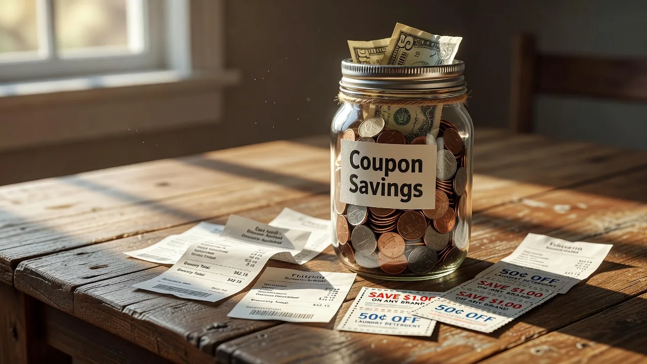 Cashback savings jar with coins