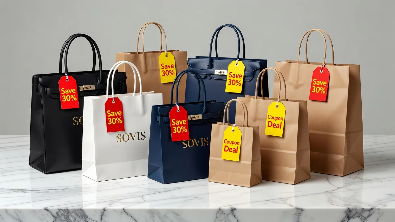 Shopping bags with discount tags